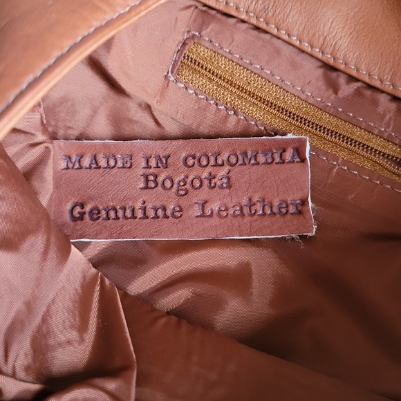BOGOTA Genuine Leather sling back crossbody bag made in Cambodia cognac - Picture 7 of 15